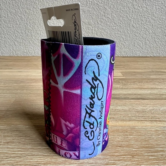 ED HARDY Christian Audigier Tattoo KOOZIE True Love Rare Y2K 90s Can Cooler - Picture 6 of 12